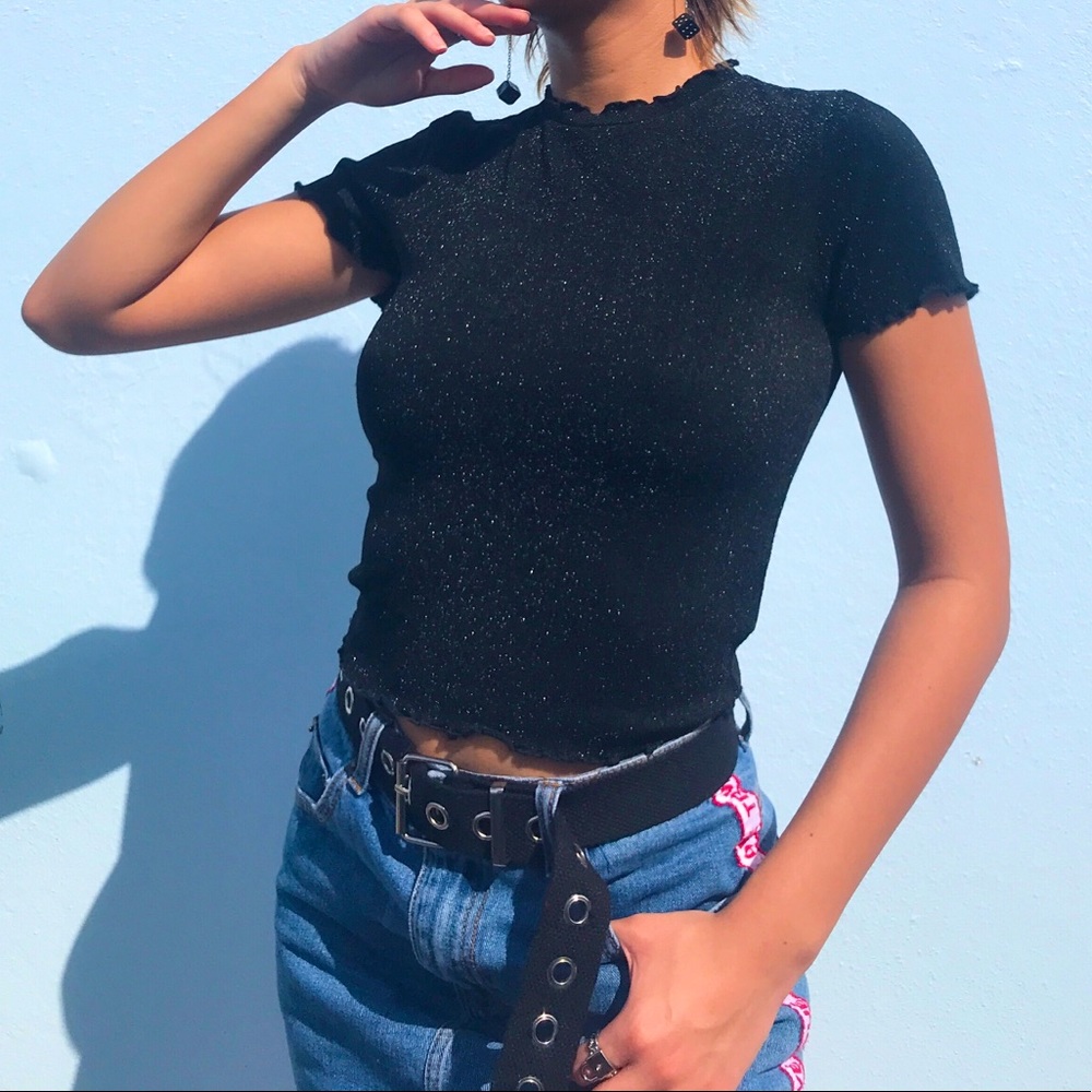 S.R. Black Sparkly T-shirt